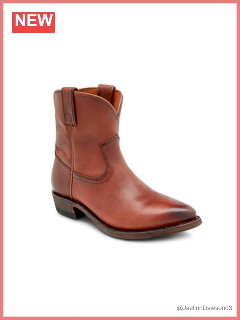 Genuine Leather Western Ankle Bootie Cushioned Insole Pull-On